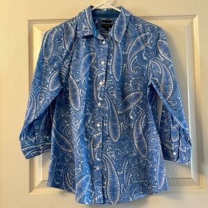 Talbots Paisley button down shirt, size 10 Petite